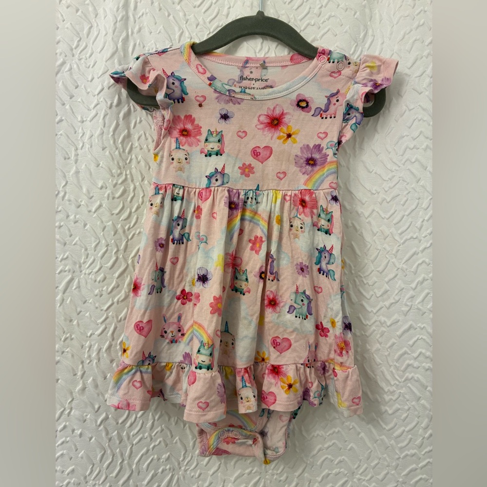 Posh Peanut Pink Unicorn and Floral Dress fisher price unicorn 18-24